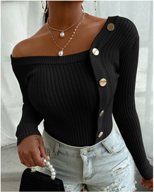 Leopard print off shoulder long sleeve