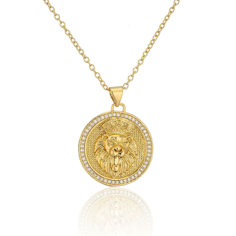 Hip Hop Tiger Leopard Löwe Anhänger Kupfer 18K Gold Zirkon Tier Halskette