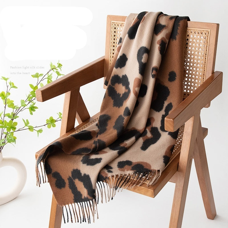 Leopard Print Frauen Schal Künstliche Kaschmir Elegant High Sense Shawl