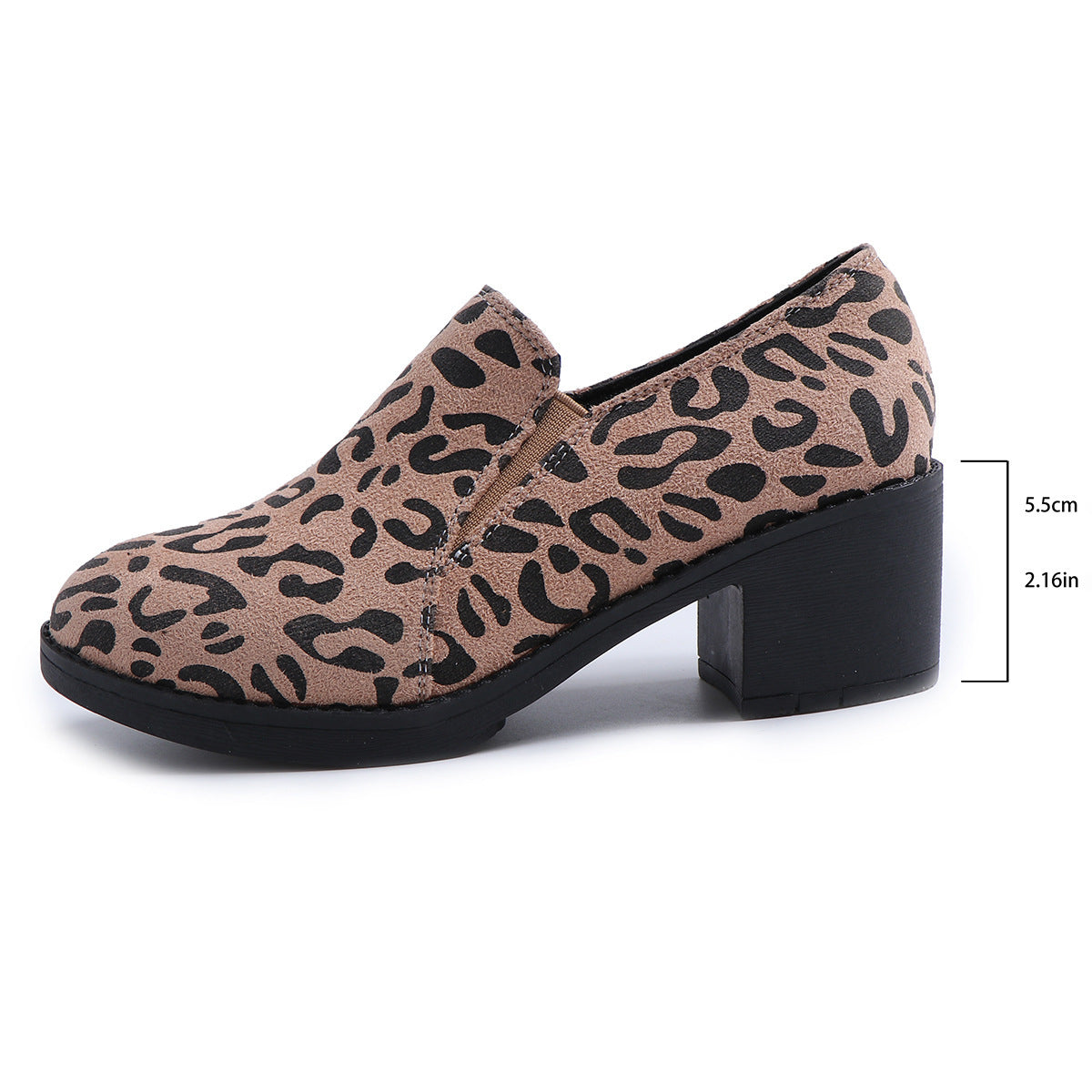 Damen Mode Leopard Print Chunky Heel Schuhe