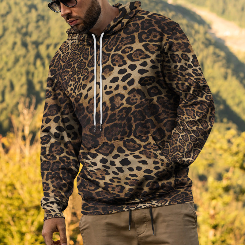 Herren Street Fashion Pullover mit Leopardenmuster