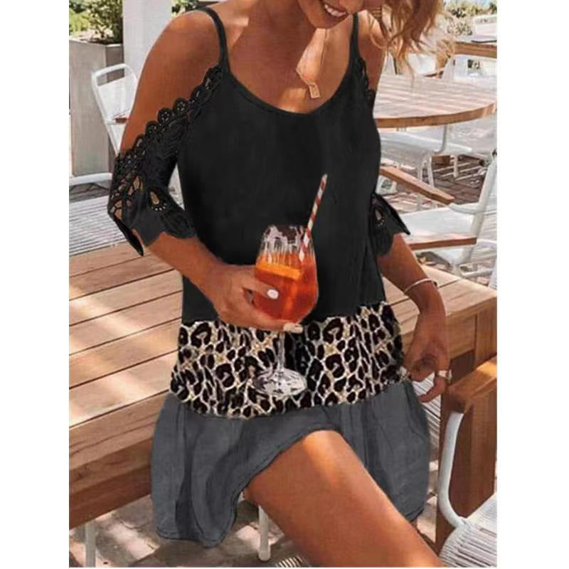Amazon Express Independent Station Leopard Style Strapskleid