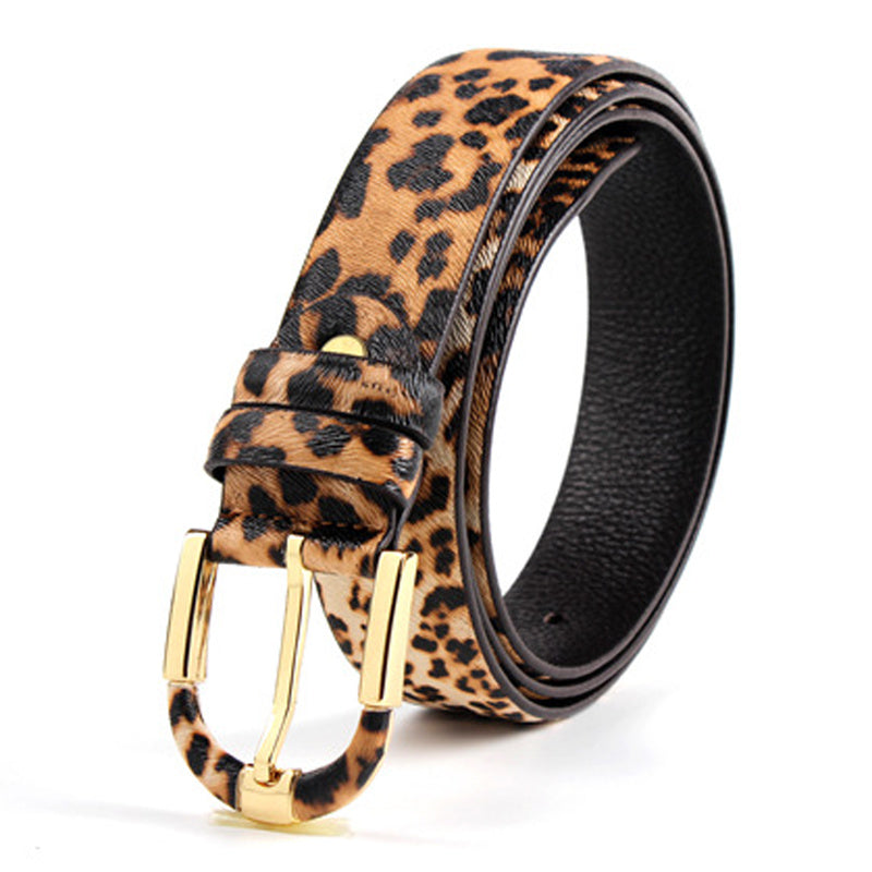 Leopard Print Belt -Ledergürtel für Frauen