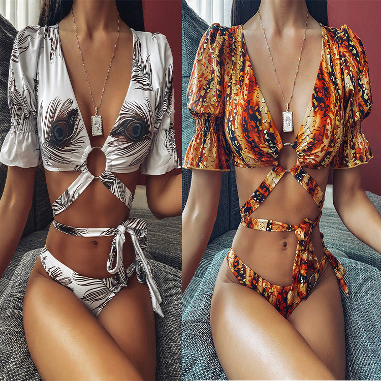 Leopardenmuster Bikini weiblich geteilt
