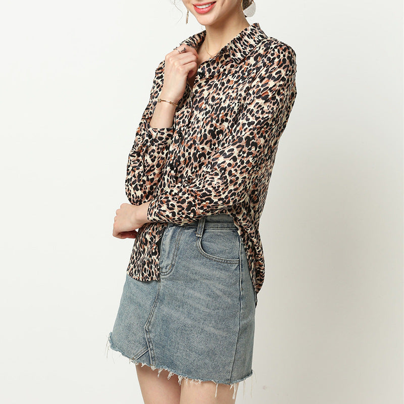 Leopard print chiffon shirt