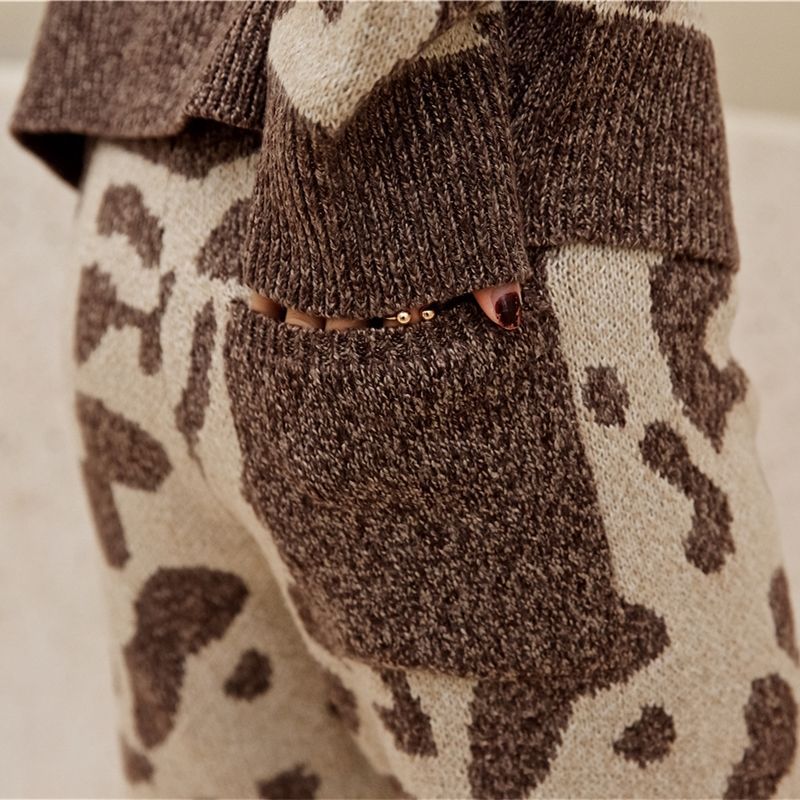 Leopard print crew neck sweater