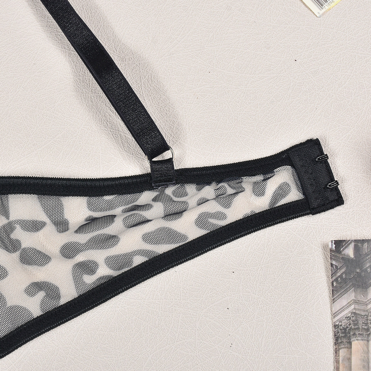 Damenmode Deep V Bequeme Leopard Print Unterwäsche Anzug mit Beinausschnitt Ring