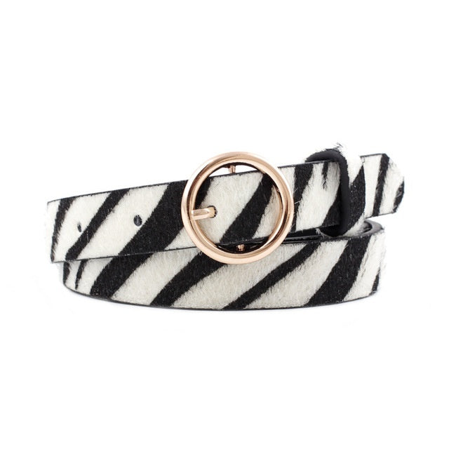 Mode runder Knopf Leopard Style Zebra Snake Belt