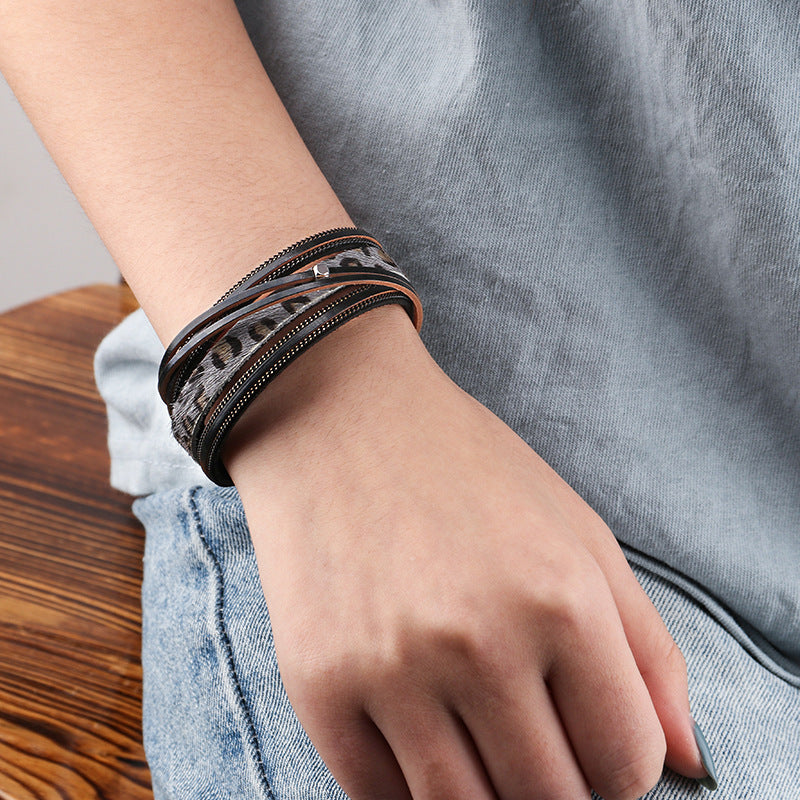 Legierung Magnet Pferdehaar-Armband Leopard Print Lady-Armband