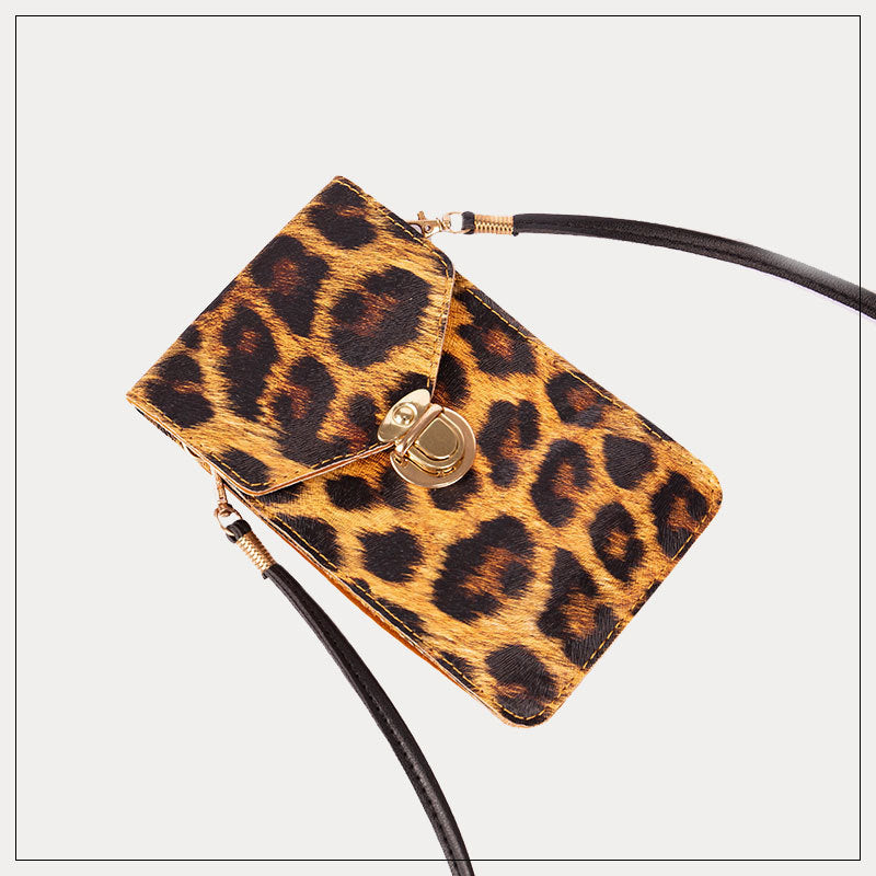 Retro-Telefontasche mit Leopardenmuster