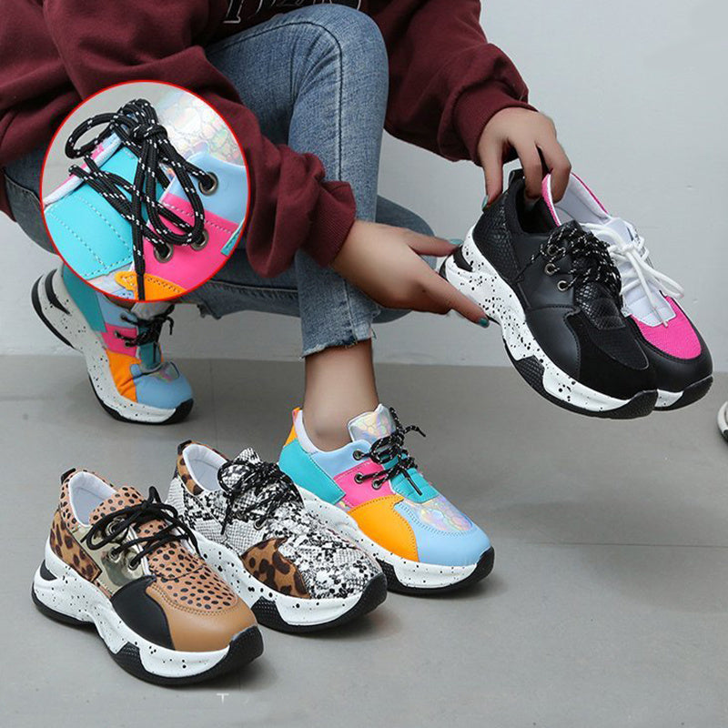 Leopard Print Turnschuhe Frauen Lace Up Walking Running Sportschuhe