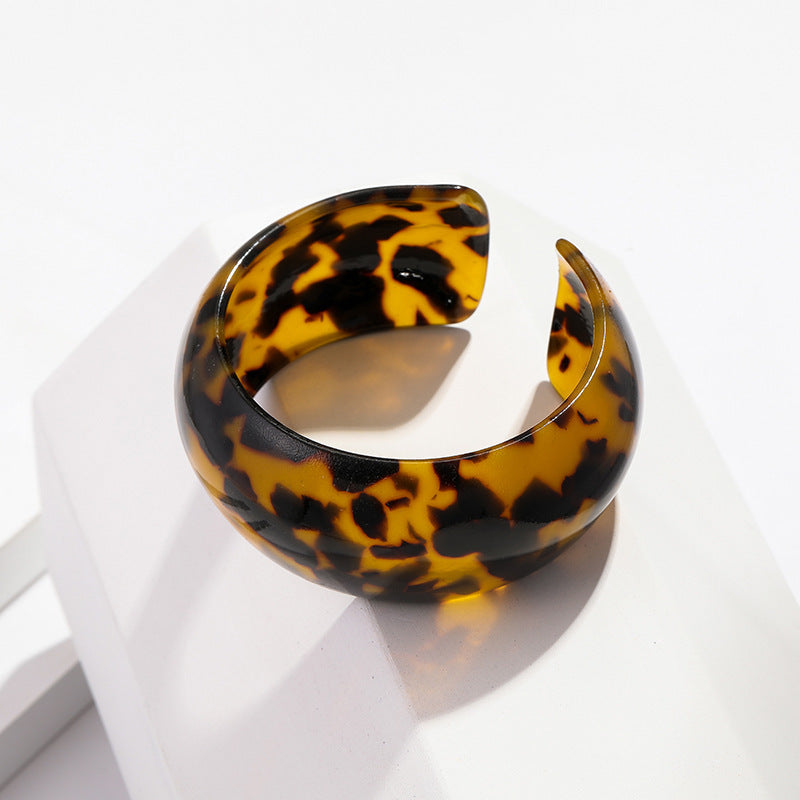Leopard print Acetat Platte Armreif Armband Frauen