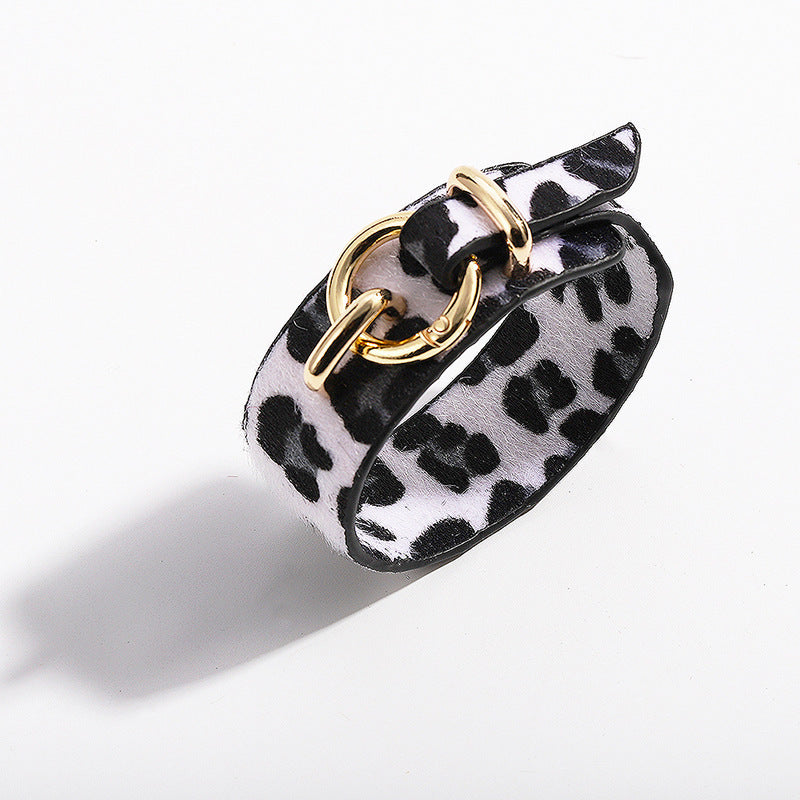 Lederarmband Schlangenhaut Leopardendruck Plüscharmband