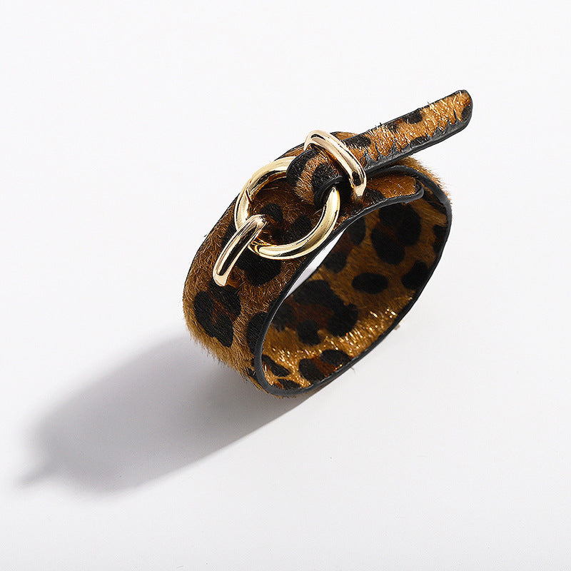 Lederarmband Schlangenhaut Leopardendruck Plüscharmband