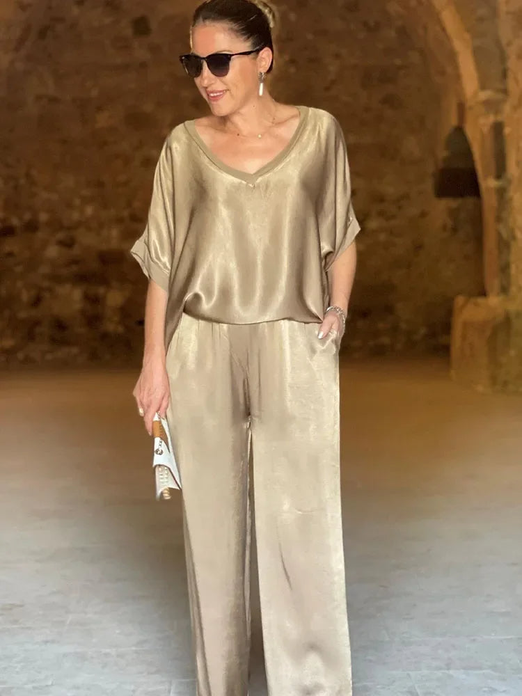 V-Ausschnitt Fashion 2-teiliger Hosenanzug