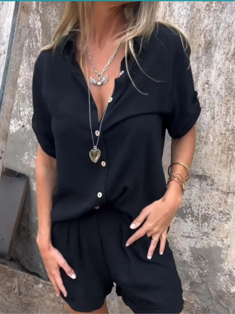 Kurzärmeliges Shirt Shorts Zweiteiliges Set