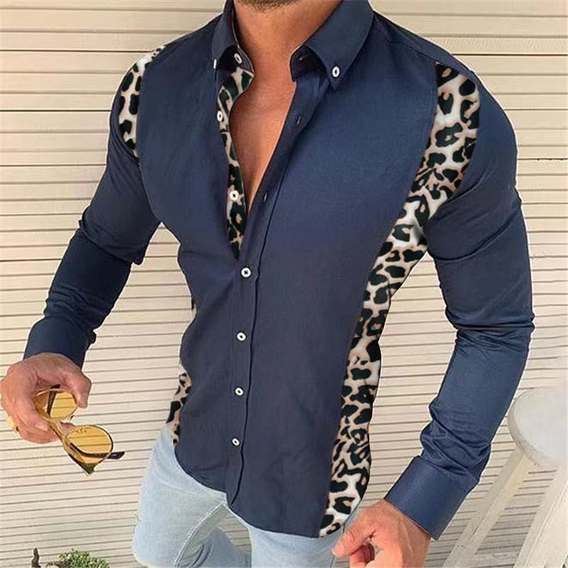 Lässiges Slim Fashion Langarmhemd mit Leopardenmuster