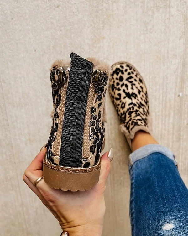 Leopard Schuhe Warme Plüschstiefel für Frauen