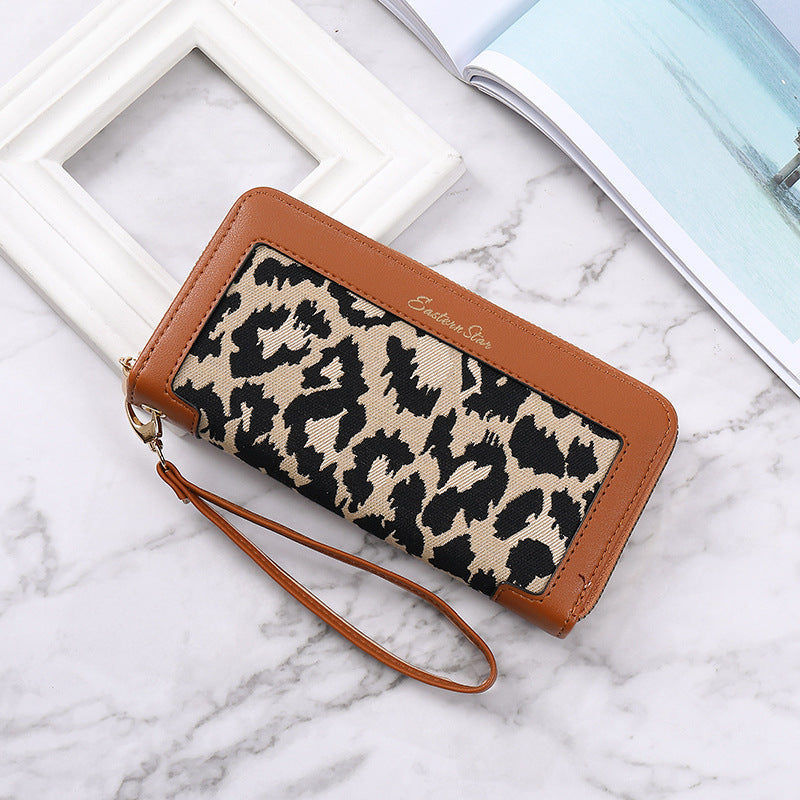 Brieftasche Weiblich Lange Leopard Print Mode Purse Klassisch Große Kapazität Reißverschluss Multifunktional Multi-Card-Slot Clutch Weiblich