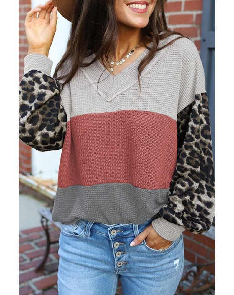 Women's Long-sleeved Autumn Leopard Splicing Street Style Sweater