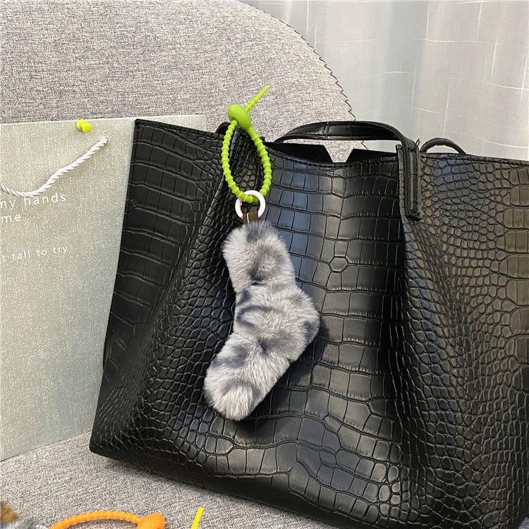 Fuchsschwanz Plüschtasche Niedlicher Leopard Plüsch-Anhänger