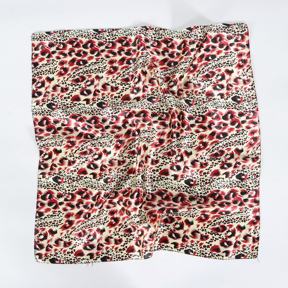 Leopard Print Seidenschal 60cm Satin Small Square Towel Women's Casual Bandana Headband