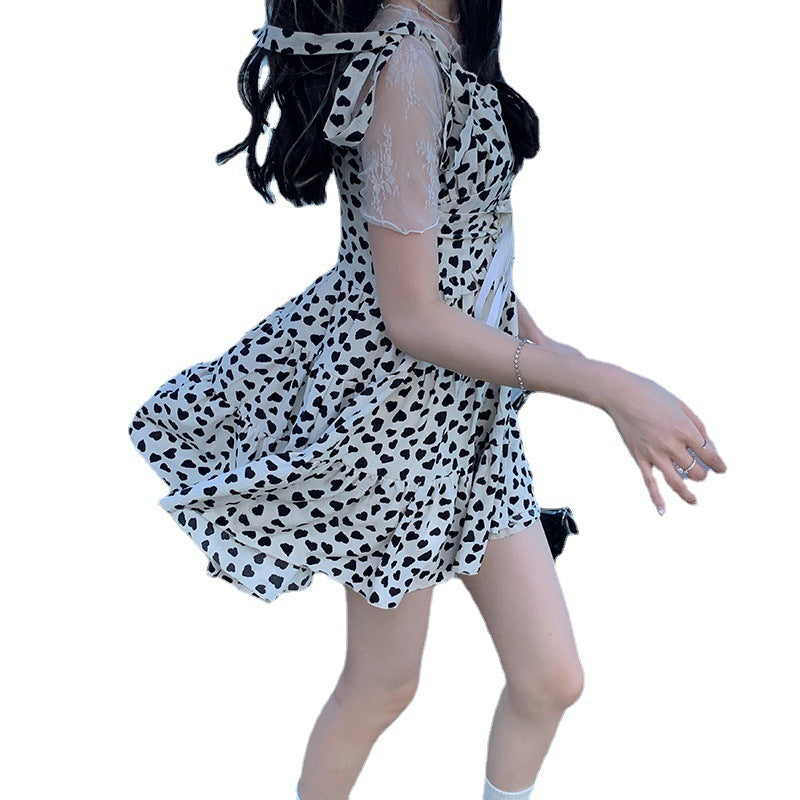 Women's Sweet Waist Small Hot Girl Love Leopard Print Sling Dress