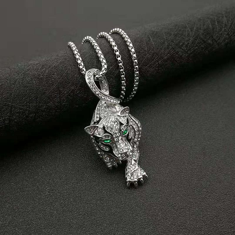 Titan Stahl Leopardenkopf Anhänger Halskette Jewellery
