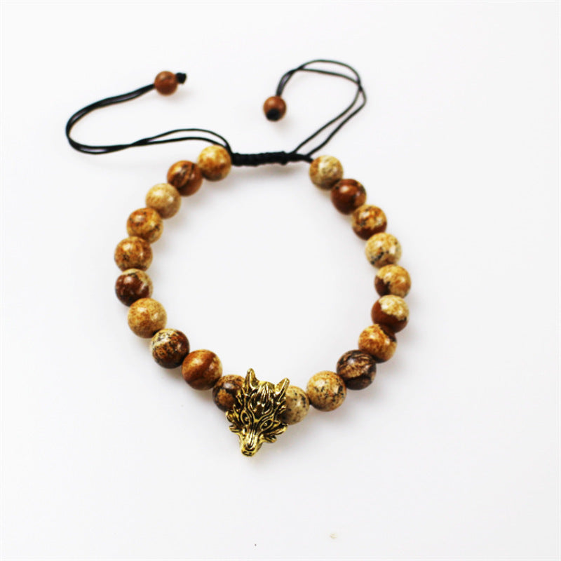 Lava Vulkanstein Ätherisches Öl Armband Leopard Head