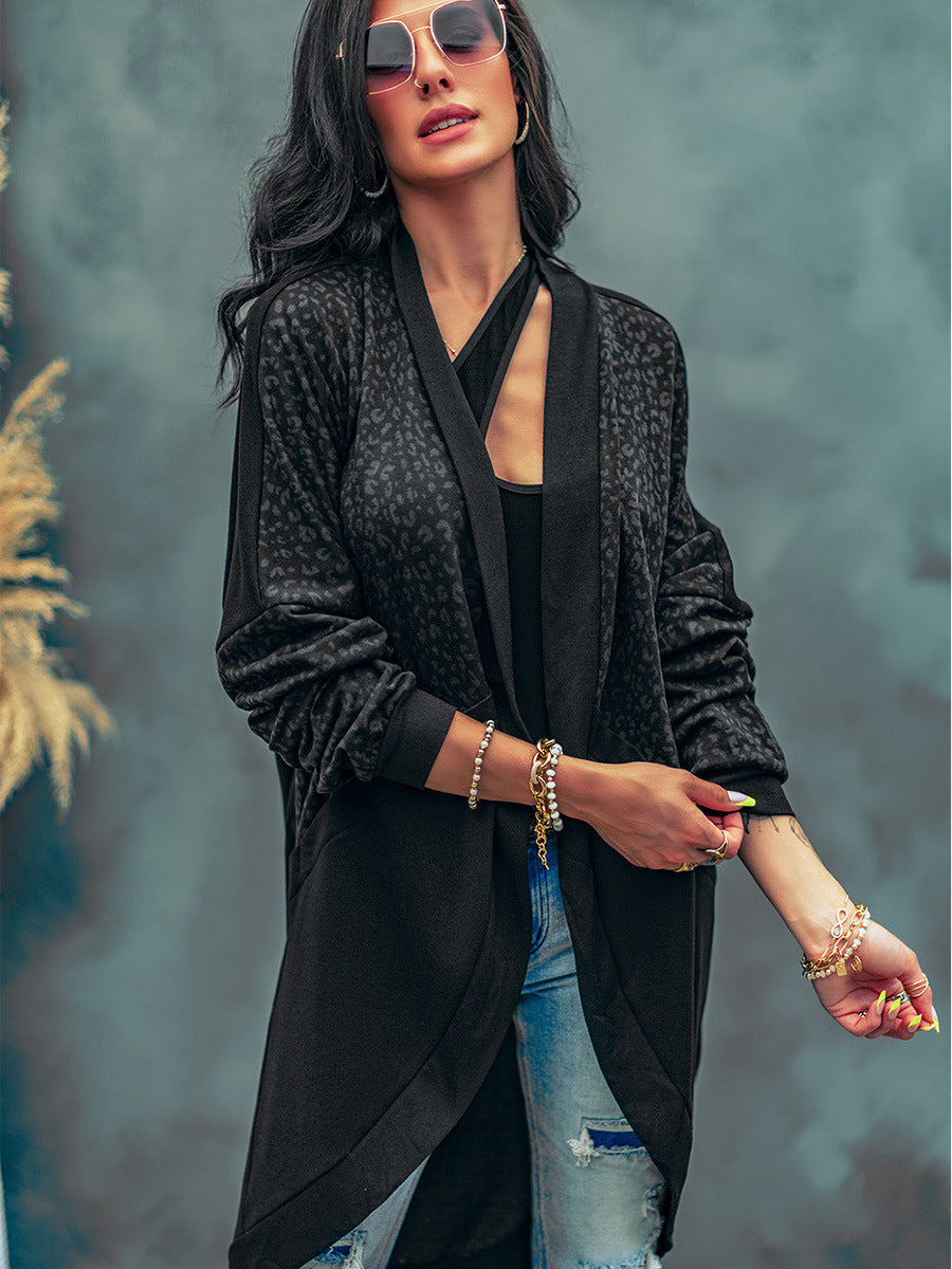 Black Leopard Splicing Sweater