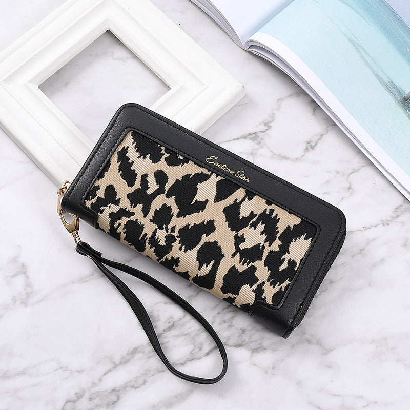 Brieftasche Weiblich Lange Leopard Print Mode Purse Klassisch Große Kapazität Reißverschluss Multifunktional Multi-Card-Slot Clutch Weiblich