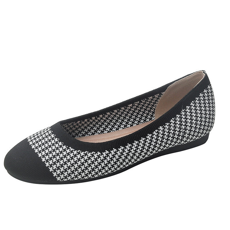 Prinzessin Schuhe Houndstooth Pumps flach bequem Leopard Print Nische Slip-on Plu