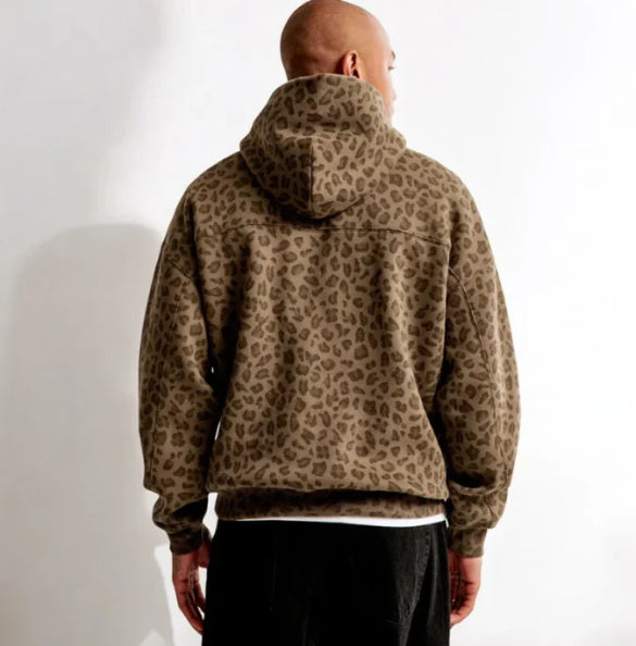Leopardenmuster Kapuzenpullover Vintage Sweatshirt