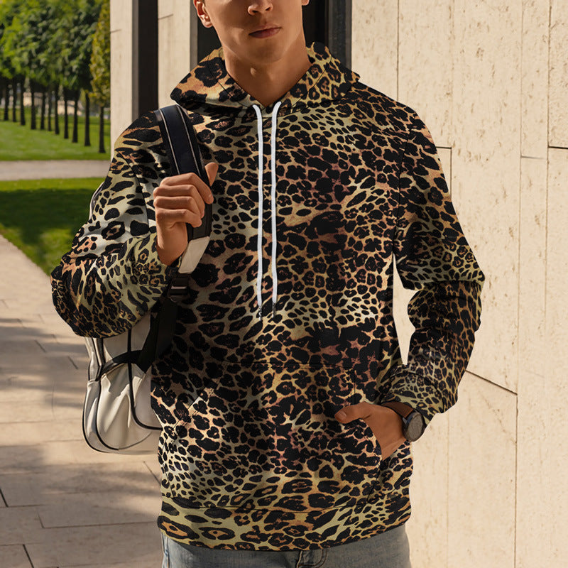 Herren Street Fashion Pullover mit Leopardenmuster