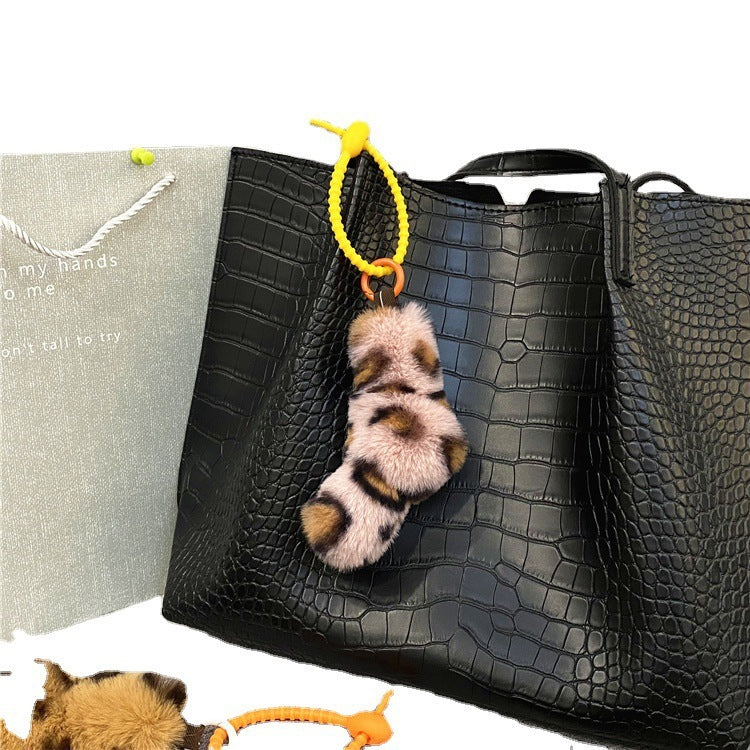 Fuchsschwanz Plüschtasche Niedlicher Leopard Plüsch-Anhänger