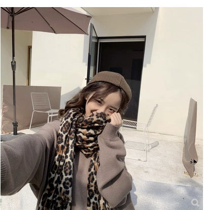 Mode Retro 100-bandiger Leopardenschal Die koreanische Version von Warm für Frauen Neck Shawl