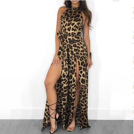 High waist leopard jumpsuit / dress