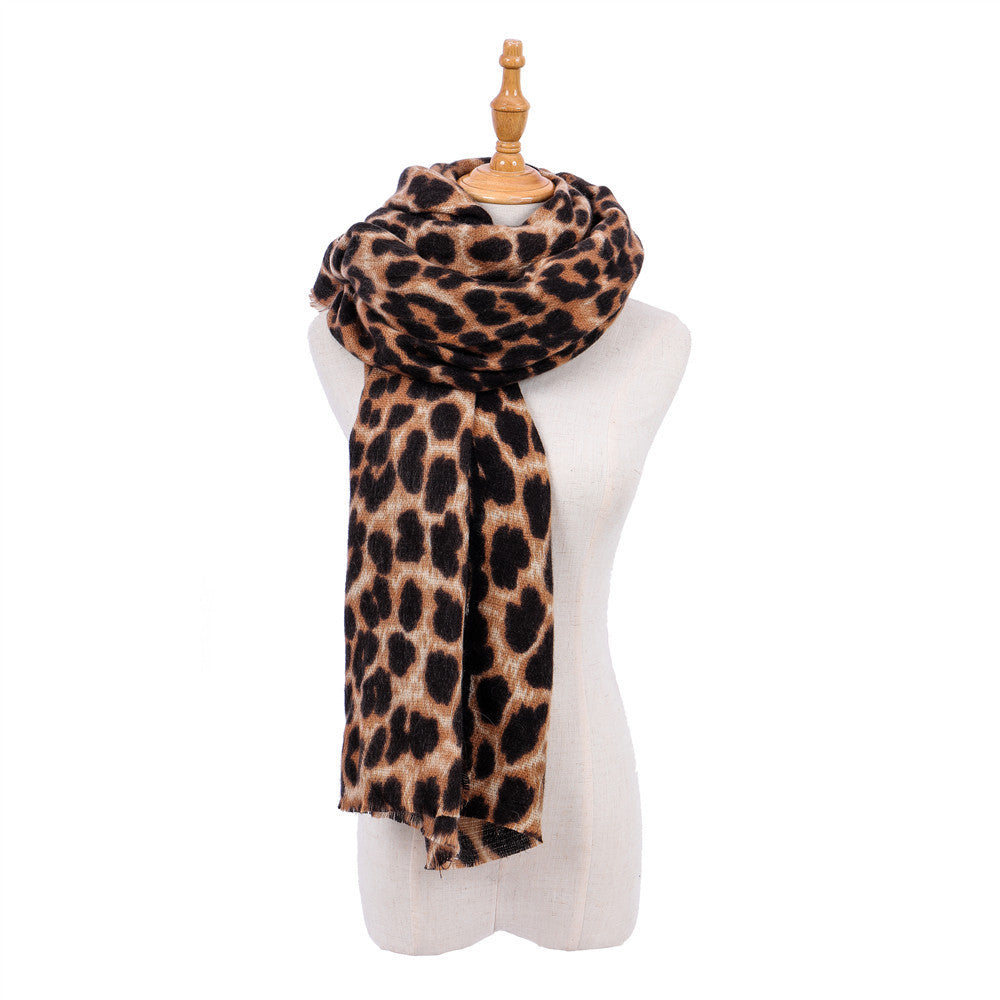 Leopard-print cashmere women's scarf shawl