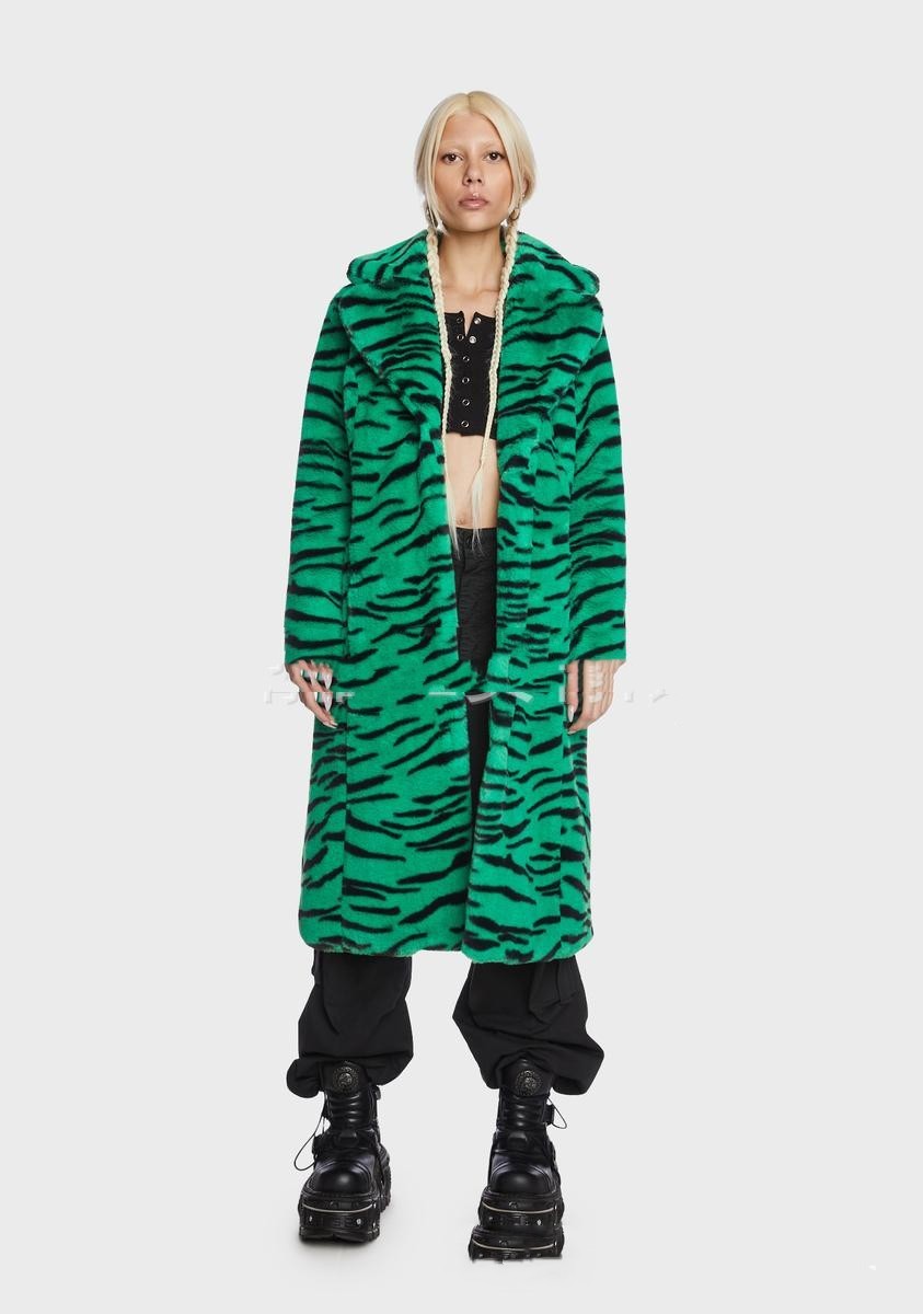 Faux Fur Coat Tiger Leopard Print