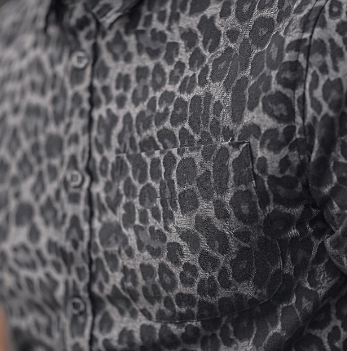 Leopard print Herren Freizeithemd Typ Herren schlank kurzärmeliges Hemd Flut Herren halbe Ärmel Blume Hemd