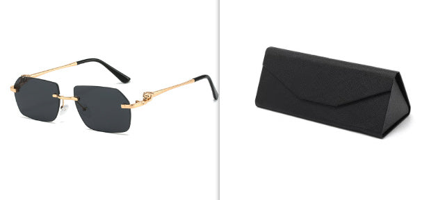 Rahmenlose Leoparden-Sonnenbrille für Männer und Frauen