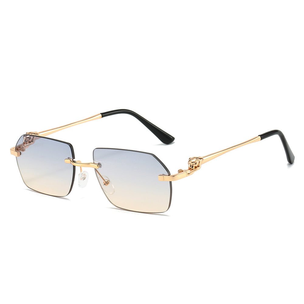 Rahmenlose Leoparden-Sonnenbrille für Männer und Frauen