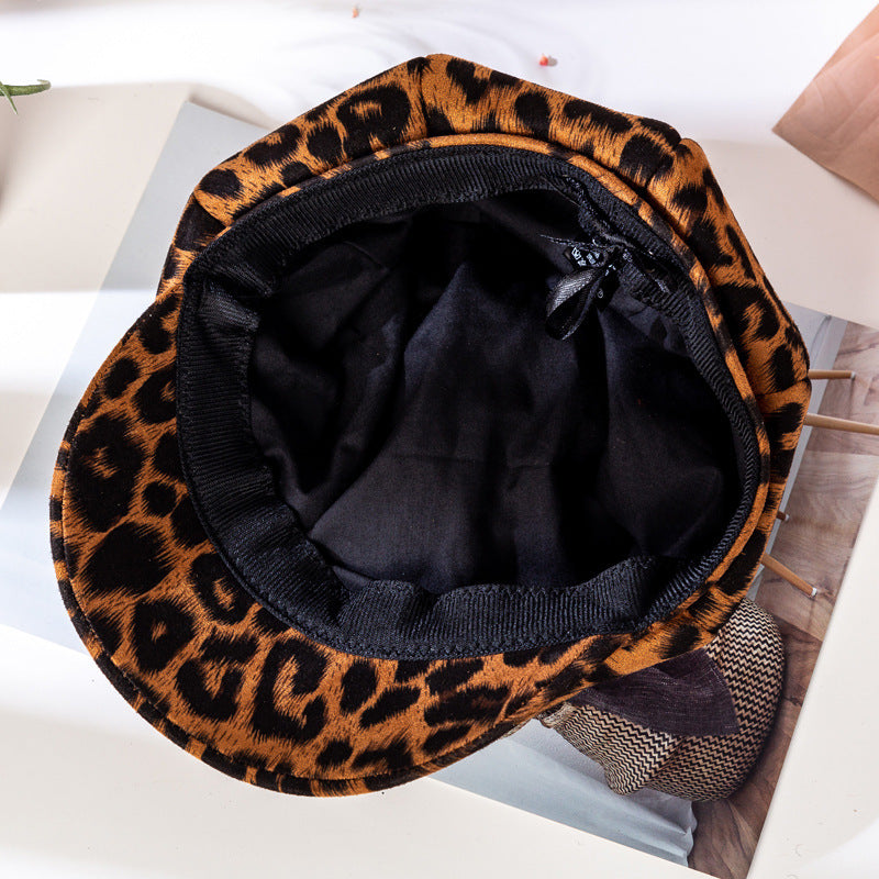 Damenmode personalisierte Leopard Print achteckigen Hut