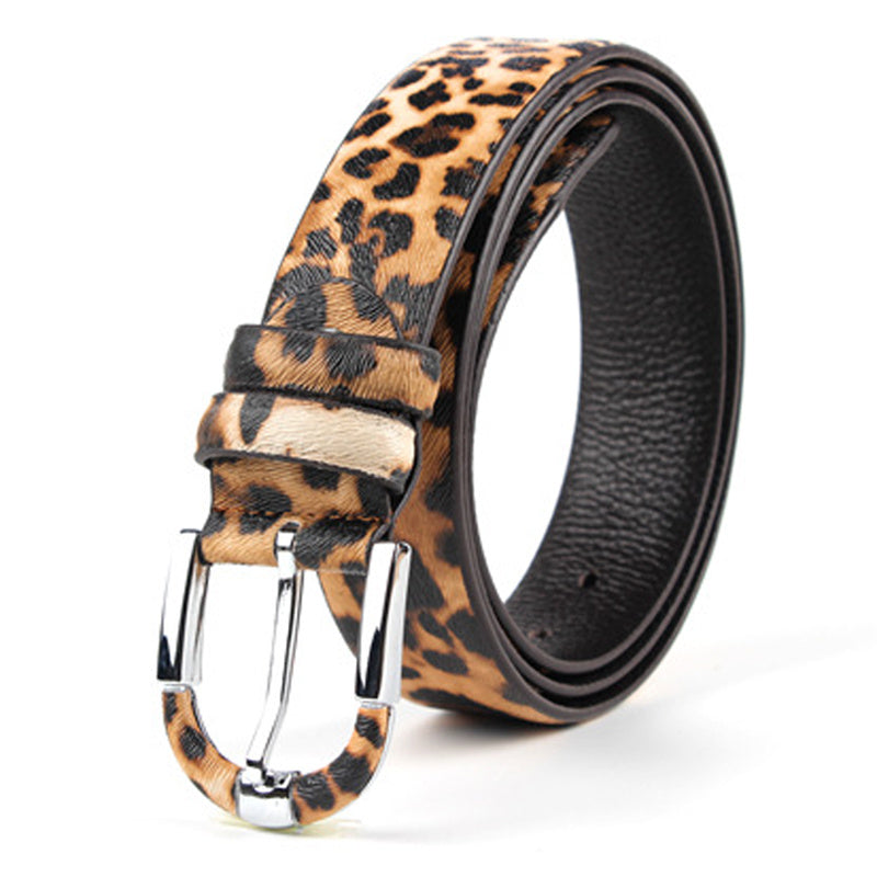 Leopard Print Belt -Ledergürtel für Frauen