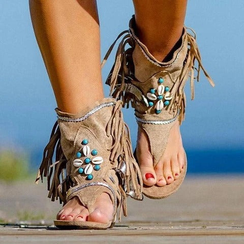 Leopard Fransen Flip Flops