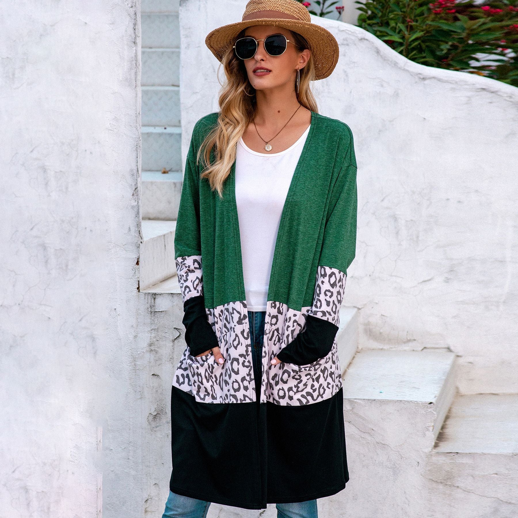 Leopard print cardigan sweater