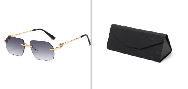 Rahmenlose Leoparden-Sonnenbrille für Männer und Frauen