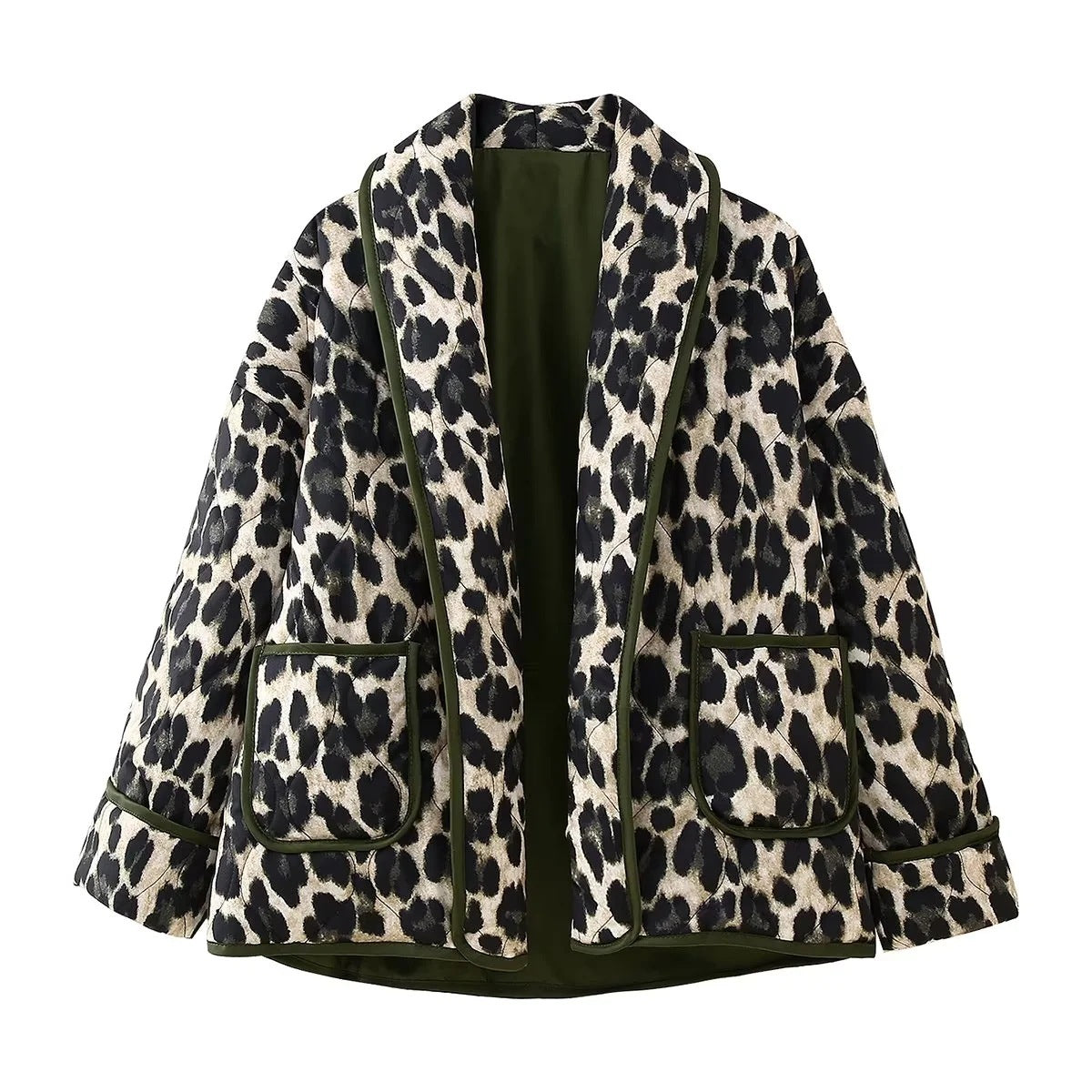 Fashion Women's Wear Leopard Print Cotton Coat Jacket