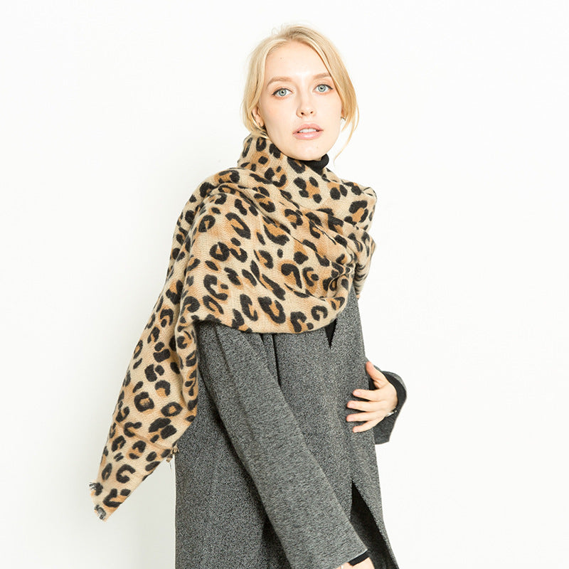 Leopard-print cashmere women's scarf shawl