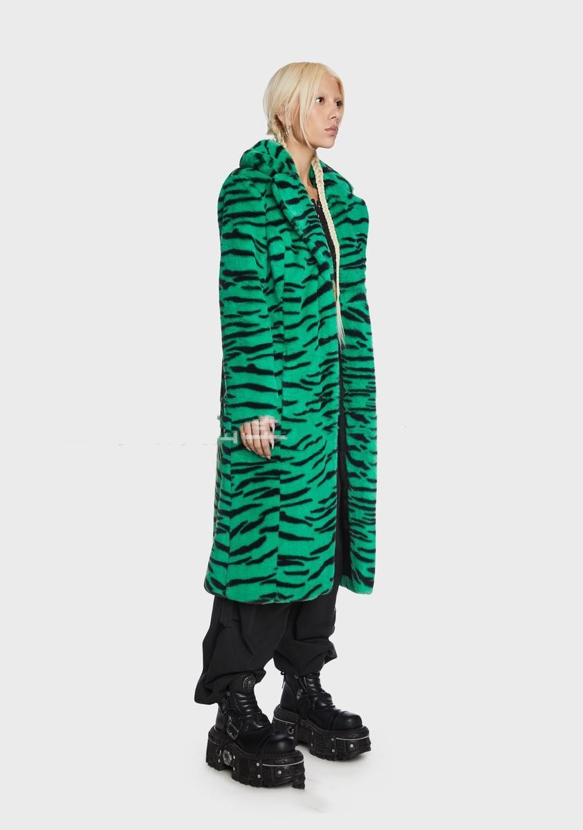 Faux Fur Coat Tiger Leopard Print
